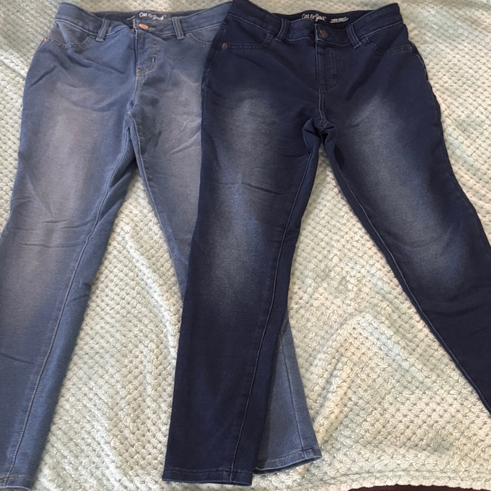 Cat & Jack Kids Jeans in medium and Dark Blue size 10/12 (large)  girls bundle 2